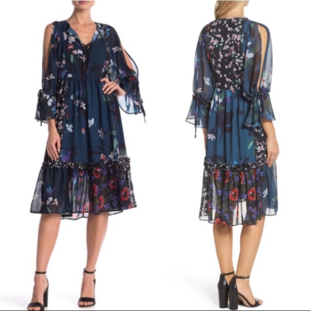 French Connection Celia Mix Flowered Midi Dress